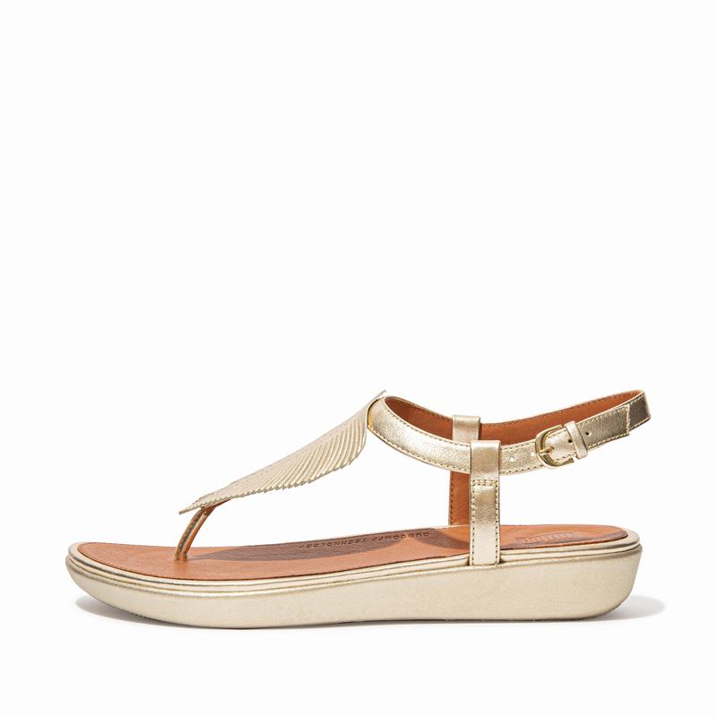 FitFlop Tia Leder Orange/Gold - FitFlop Backstrap Sandalen Damen Schweiz [WKQP-35470]